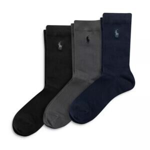 Polo Ralph Lauren Boys 9-11 Assorted 3 Pack Classic Super Soft Crew Socks OS9-33